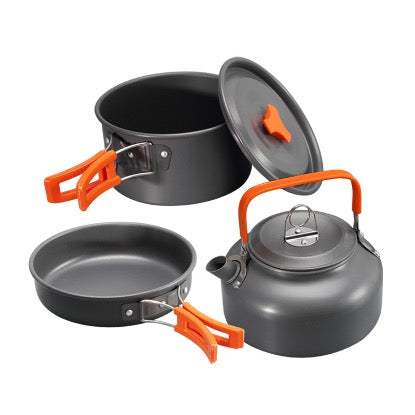 Camping kokesett 2-3 personer | Lett anodisert aluminium | Non-stick belegg